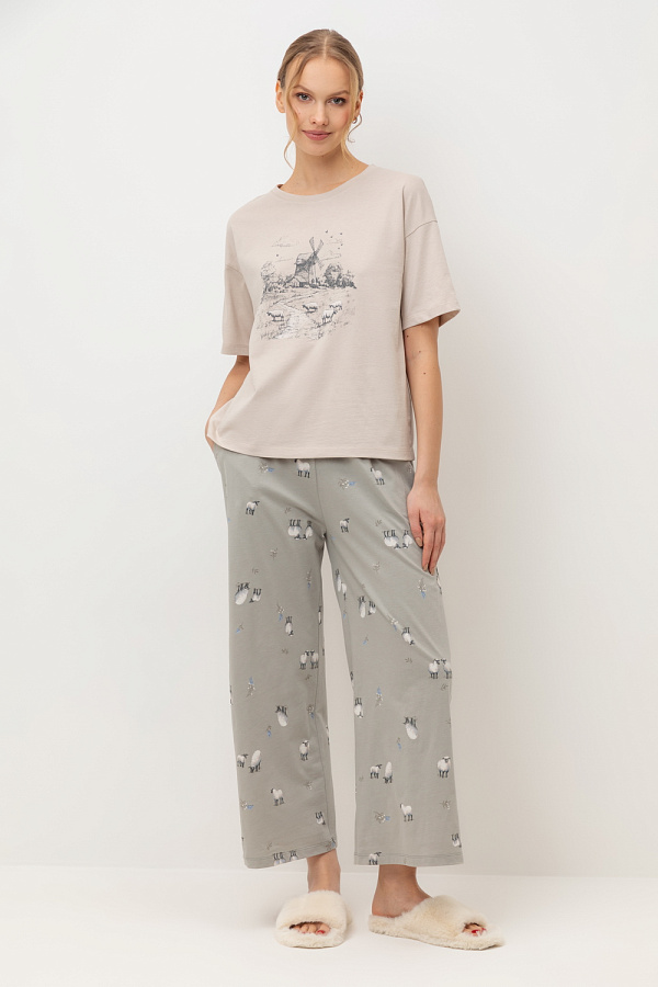 картинка Комплект футболка и брюки из гребенного хлопка от магазина Одежда+