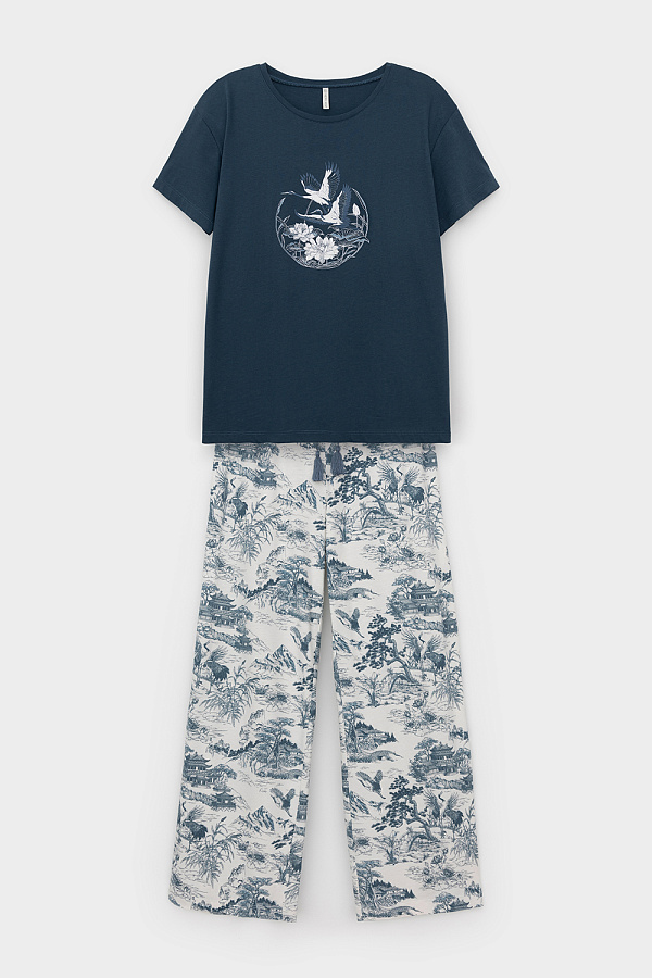 картинка Комплект футболка и брюки из хлопка с модалом от магазина Одежда+