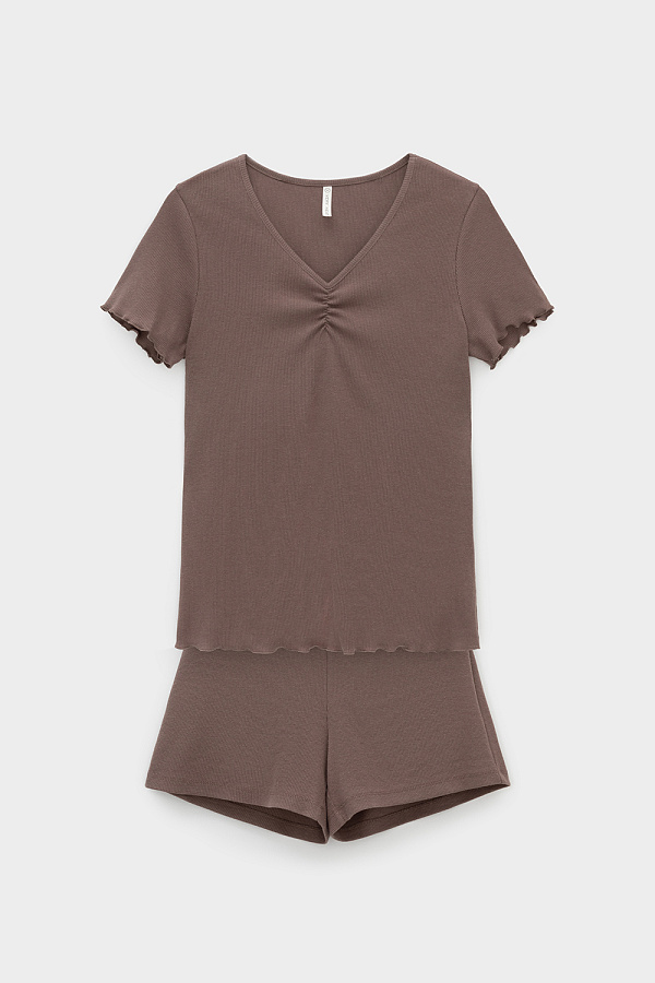 картинка Комплект из нежного хлопкового трикотажа в рубчик от магазина Одежда+