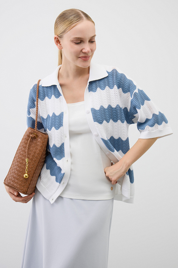 картинка Рубашка из хлопковой пряжи с коротким рукавом от магазина Одежда+