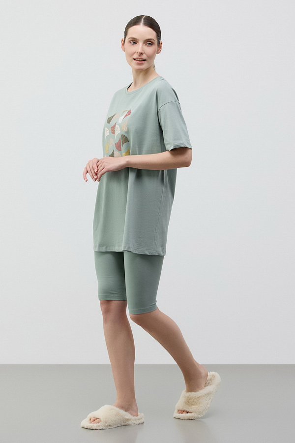 картинка Комплект удлиненная футболка и велосипедки из хлопка от магазина Одежда+