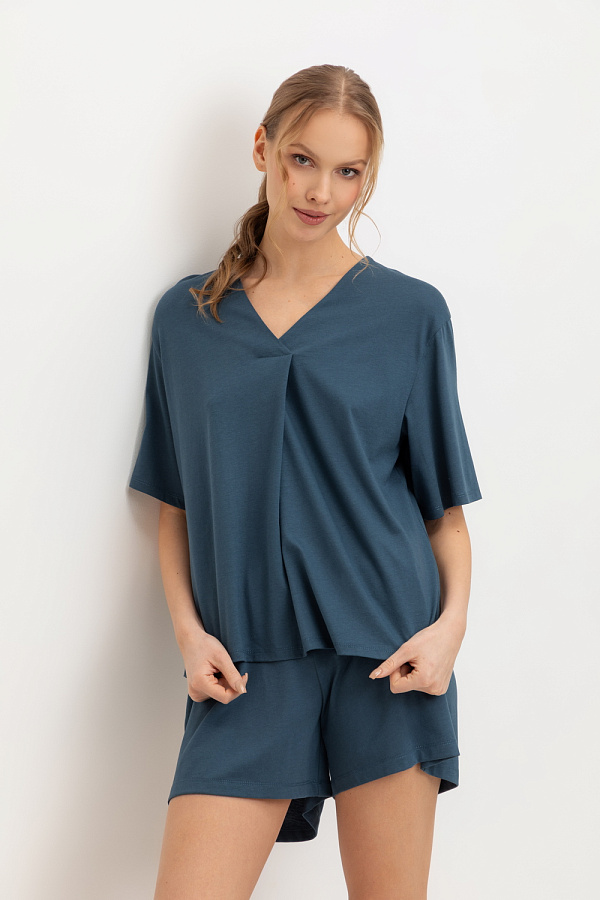 картинка Комплект футболка и шорты из хлопка с модалом от магазина Одежда+