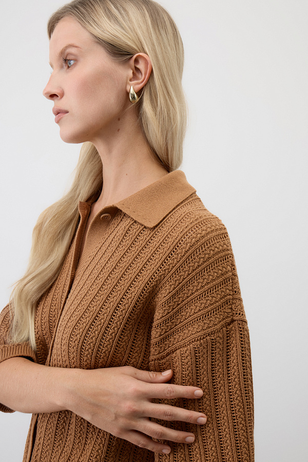 картинка Рубашка из хлопковой пряжи с коротким рукавом от магазина Одежда+