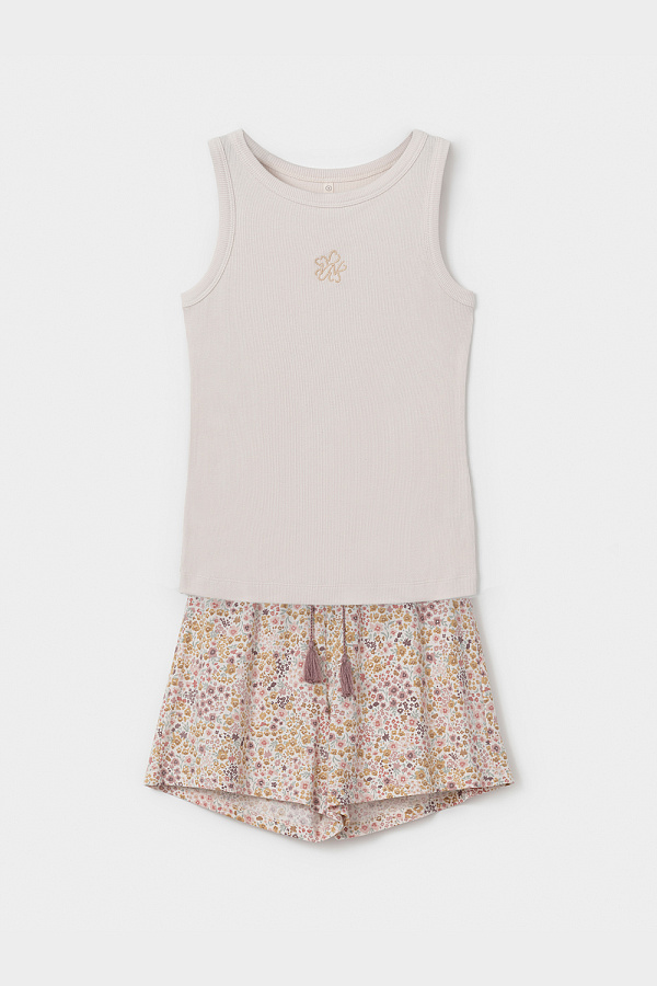 картинка Комплект топ и шорты из хлопка в рубчик от магазина Одежда+