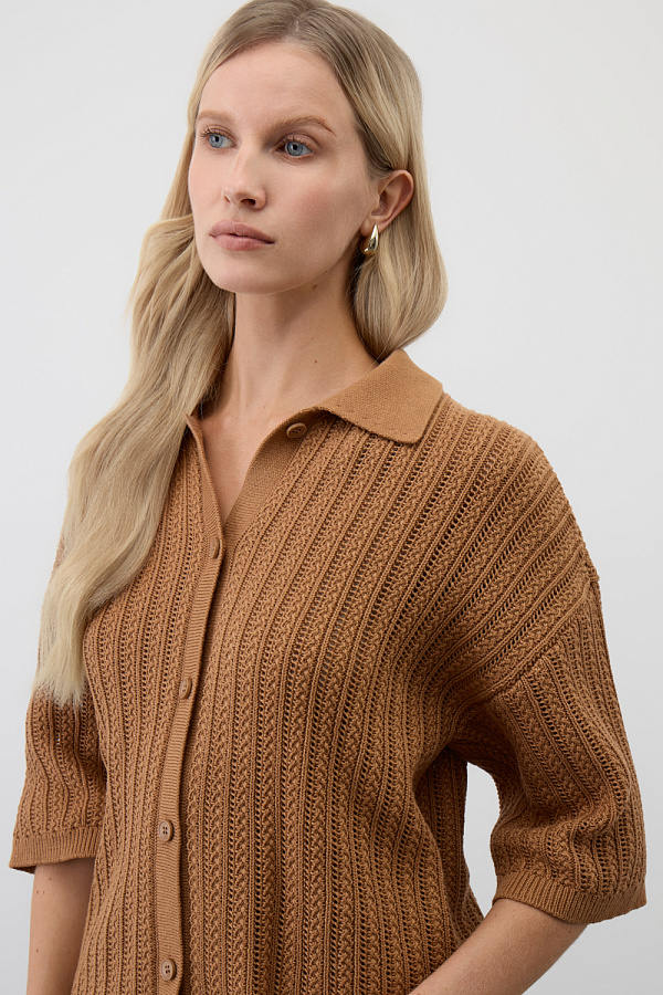 картинка Рубашка из хлопковой пряжи с коротким рукавом от магазина Одежда+