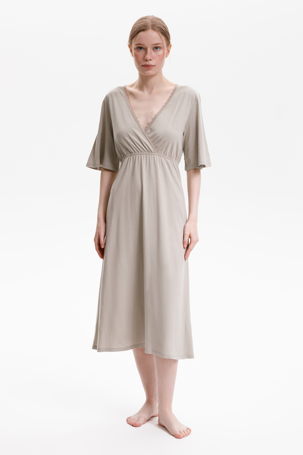 картинка Сорочка с кружевом из хлопка с модалом от магазина Одежда+