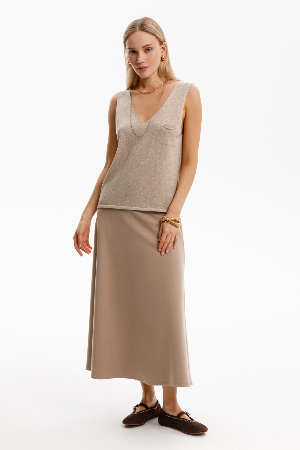 картинка Расклешенная юбка из премиального трикотажа от магазина Одежда+