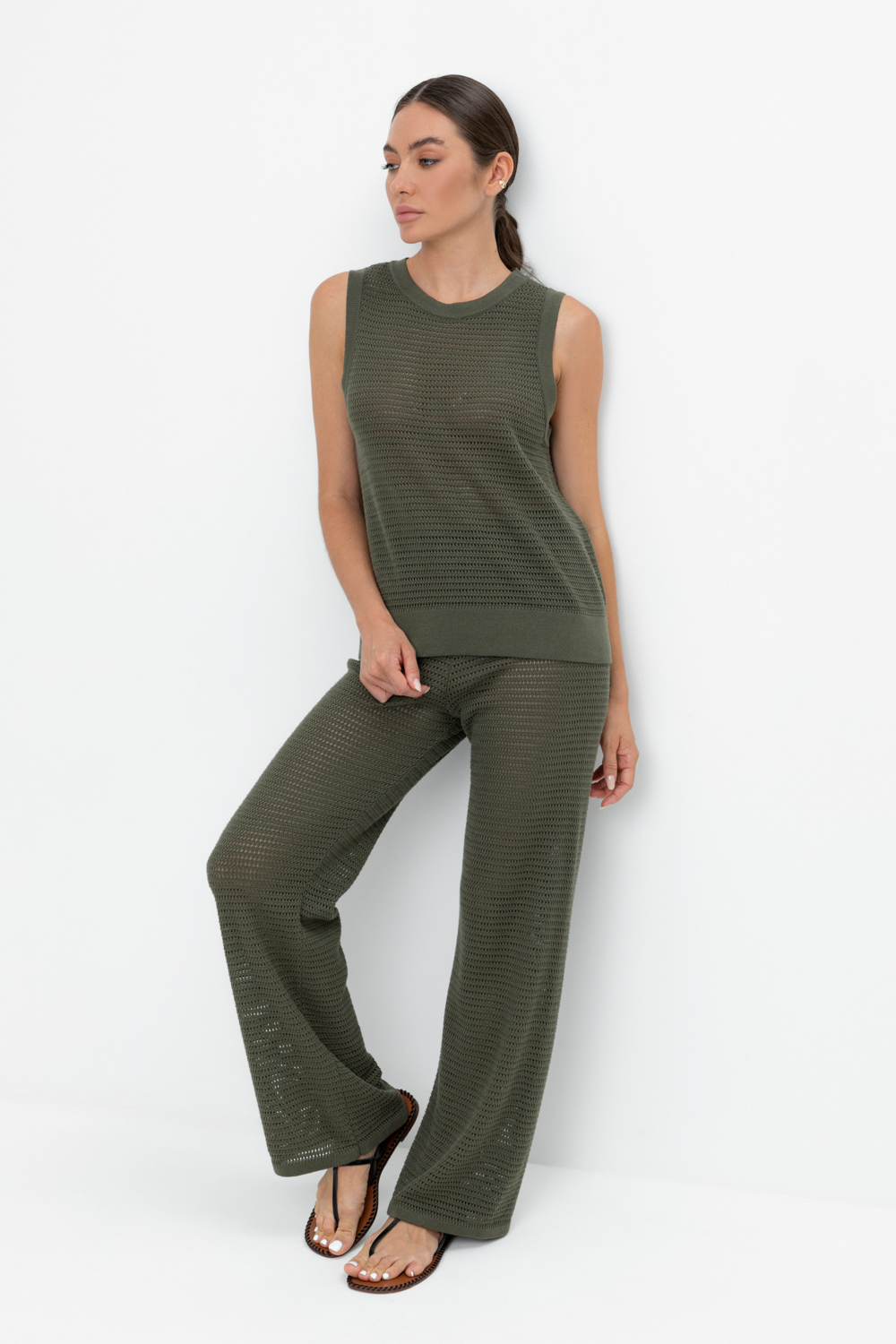 картинка Вязаные ажурные брюки от магазина Одежда+