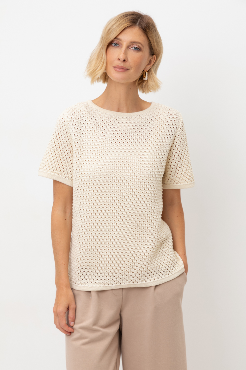 картинка Джемпер с коротким рукавом из итальянского хлопка от магазина Одежда+