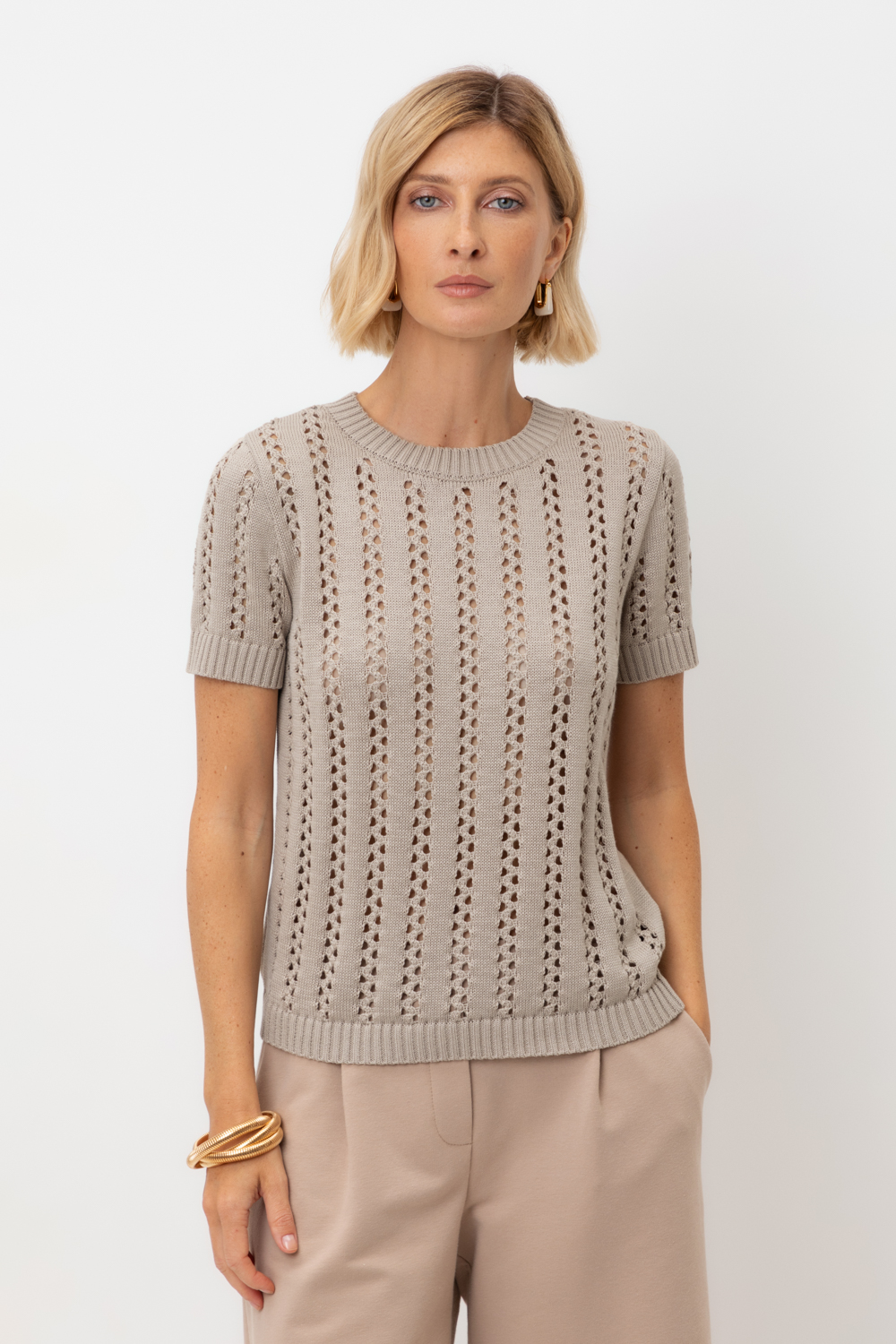 картинка Джемпер с коротким рукавом из итальянской пряжи от магазина Одежда+