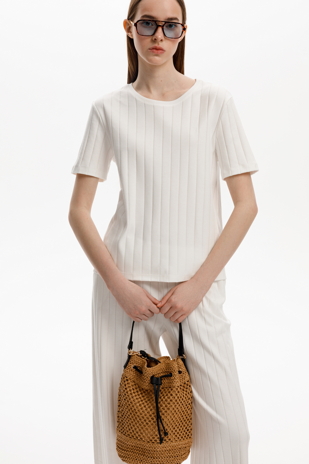 картинка Фактурная футболка из гребенного хлопка от магазина Одежда+