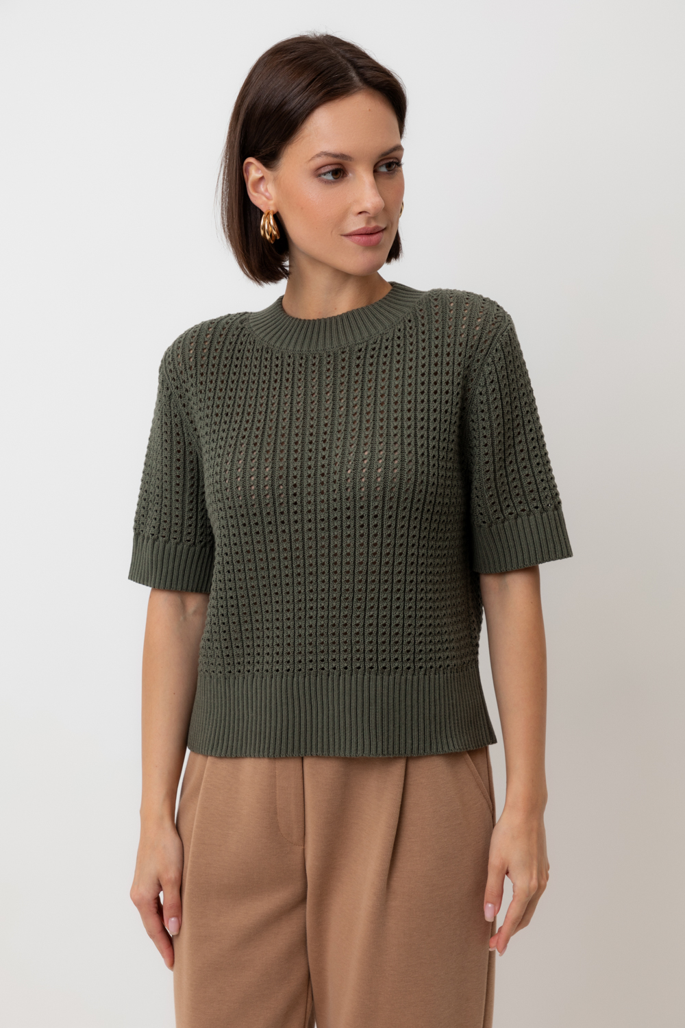 картинка Джемпер с коротким рукавом из итальянского хлопка от магазина Одежда+