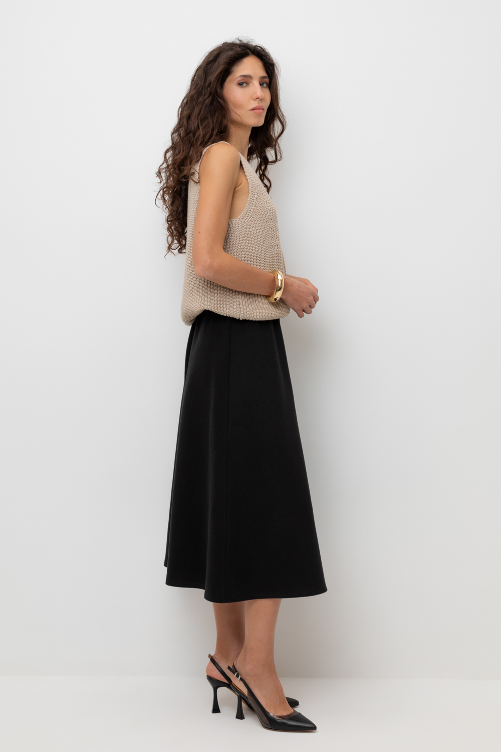 картинка Расклешенная юбка из премиального трикотажа от магазина Одежда+