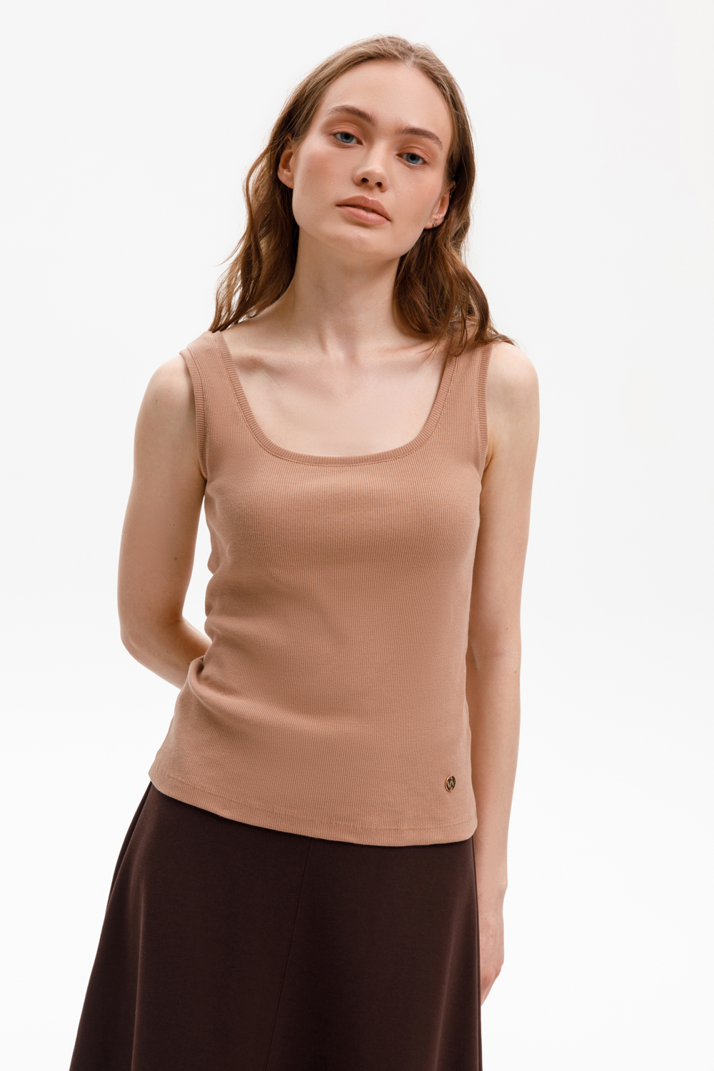 картинка Топ из эластичного трикотажа в рубчик от магазина Одежда+