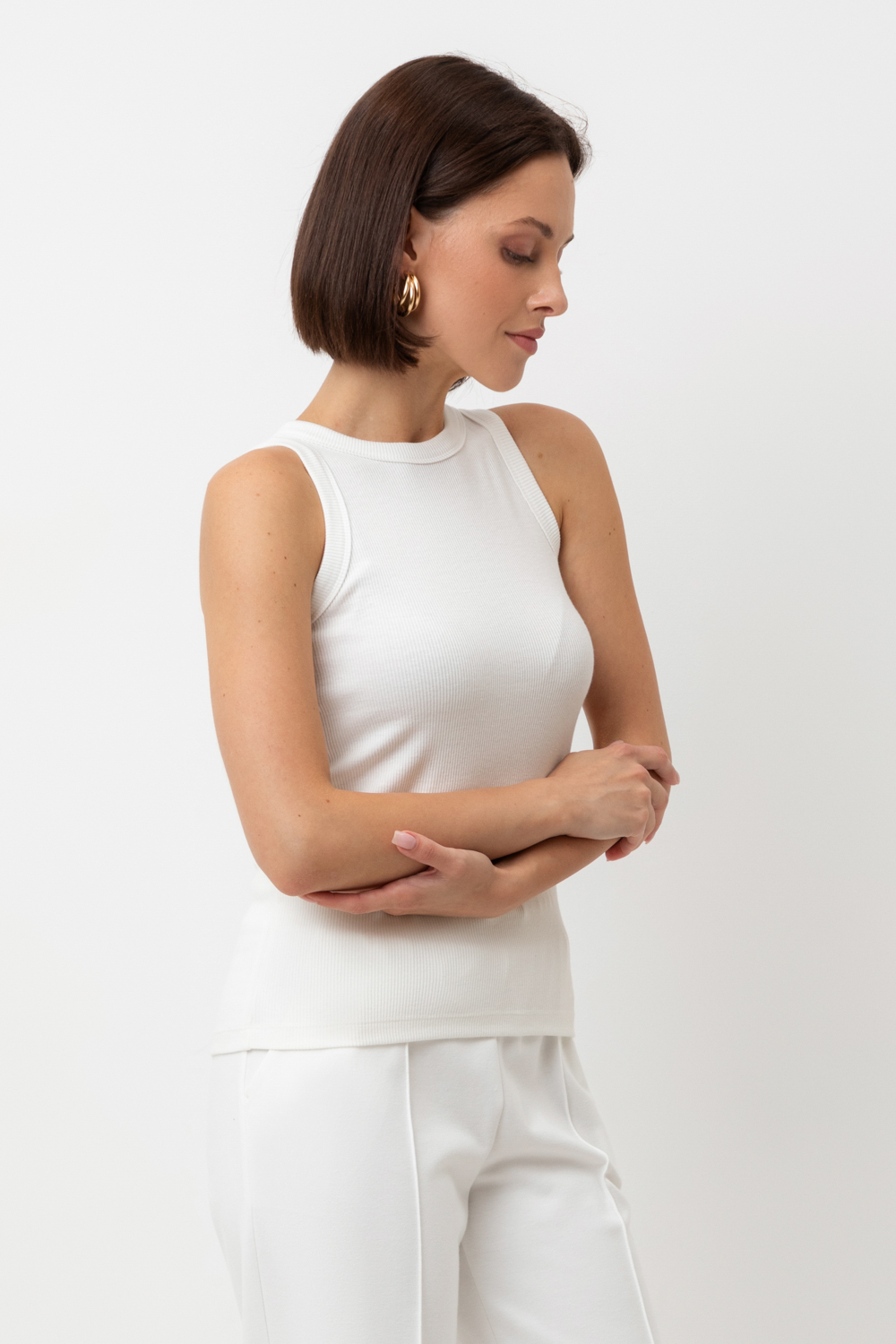 картинка Топ из эластичного трикотажа в рубчик от магазина Одежда+