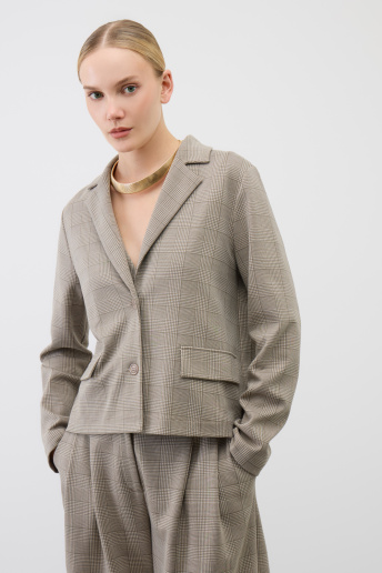 картинка жакет кремовый, клетка глен от магазина Одежда+