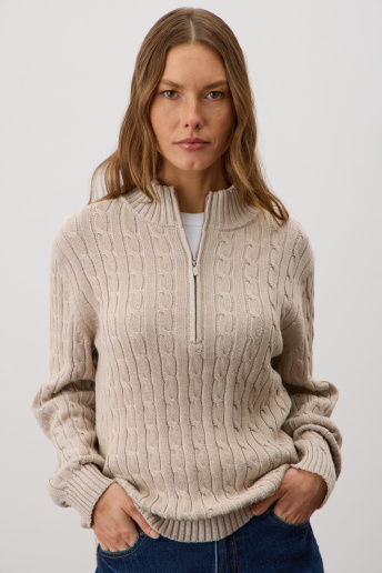 картинка Вязаный джемпер с воротником на молнии от магазина Одежда+