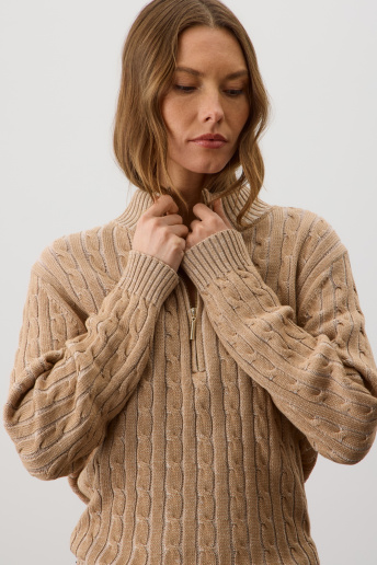 картинка Вязаный джемпер с воротником на молнии от магазина Одежда+