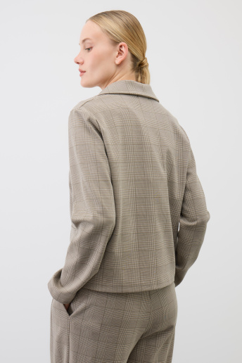 картинка жакет кремовый, клетка глен от магазина Одежда+