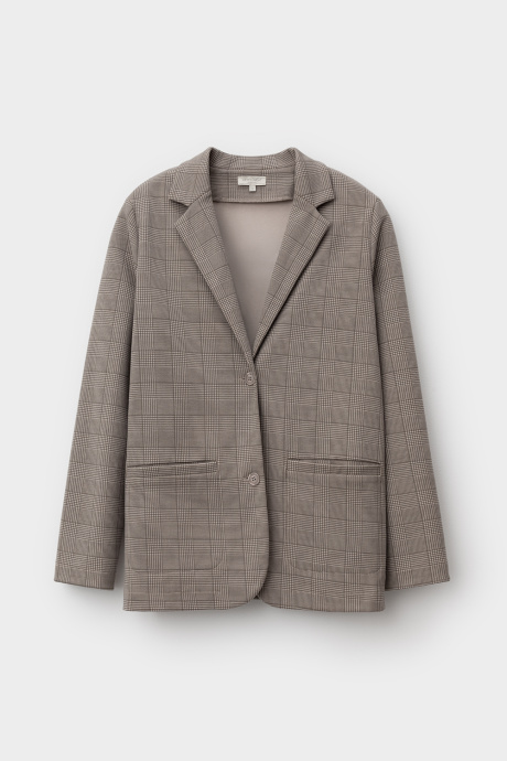 картинка жакет кремовый, клетка глен от магазина Одежда+