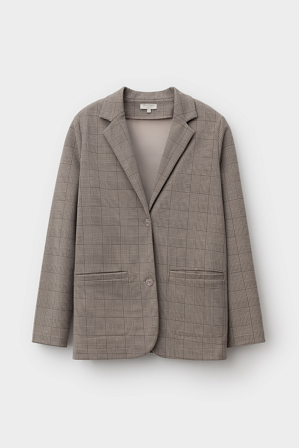 картинка жакет кремовый, клетка глен от магазина Одежда+