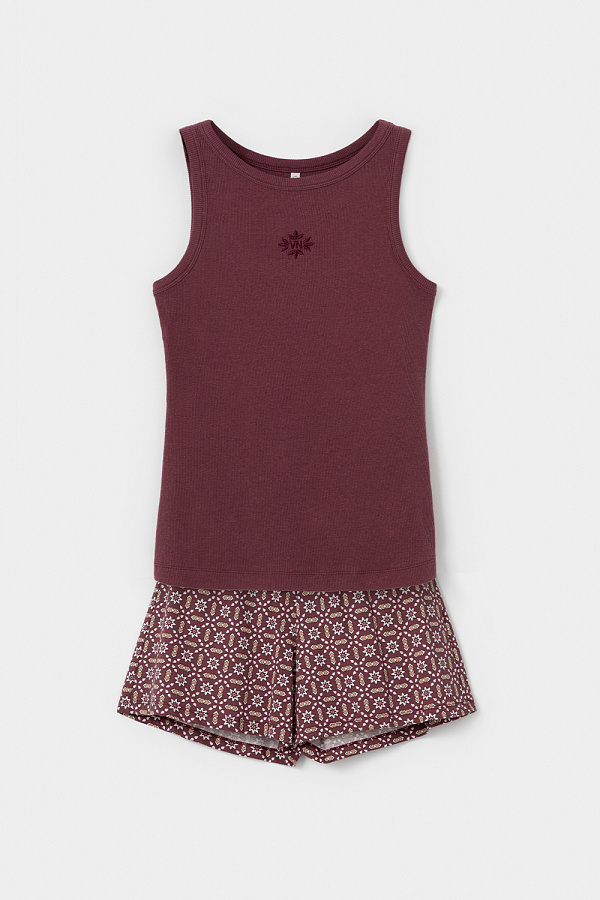 картинка Комплект топ и шорты из хлопка в рубчик от магазина Одежда+