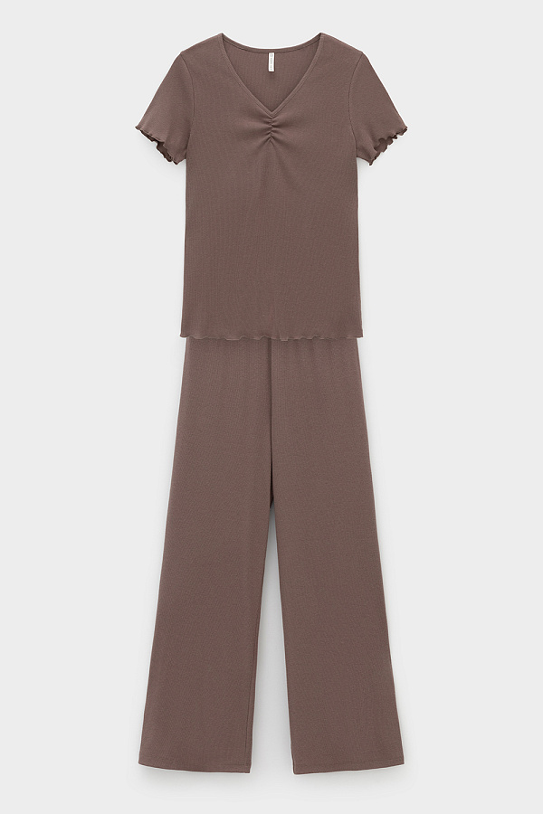 картинка Комплект из нежного хлопкового трикотажа в рубчик от магазина Одежда+