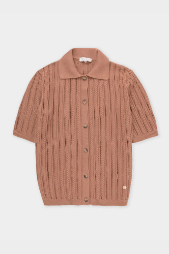 картинка Рубашка из хлопковой пряжи с коротким рукавом от магазина Одежда+