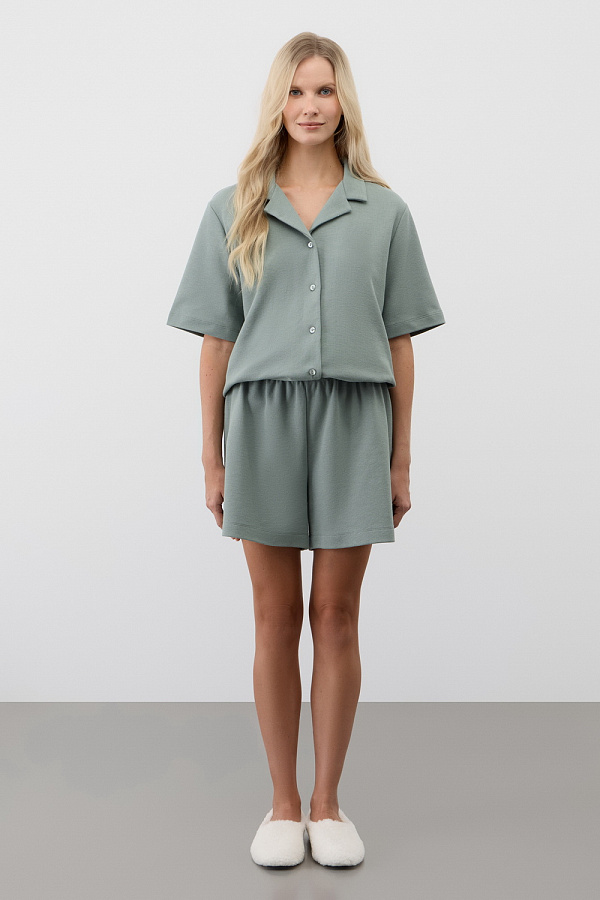 картинка Комплект рубашка и шорты из вафельного хлопка от магазина Одежда+